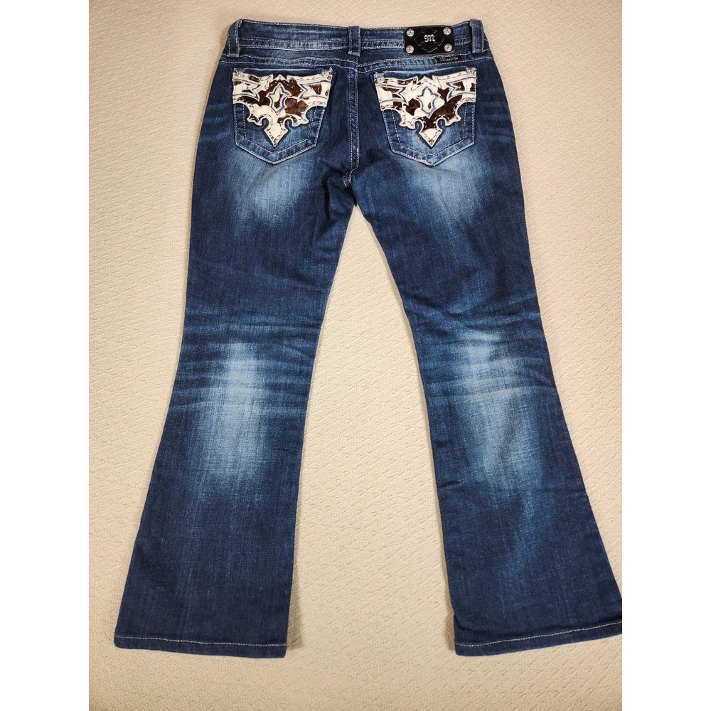 Miss Me Bootcut Jeans Women Size 31 Dark Blue Mid Rise Cotton Blend Pockets - Picture 7 of 10